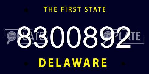 8300892 Delaware License Plate
