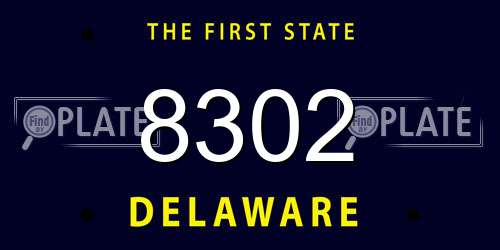 8302 Delaware License Plate