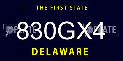 830GX4 Delaware License Plate