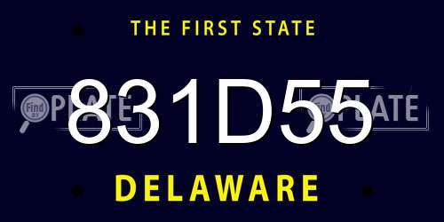 831D55 Delaware License Plate