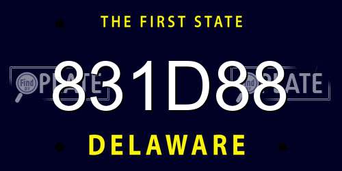831D88 Delaware License Plate