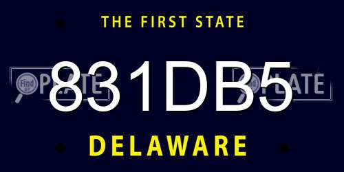 831DB5 Delaware License Plate