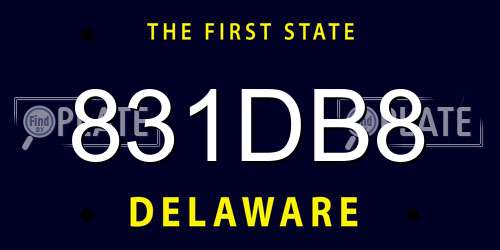 831DB8 Delaware License Plate