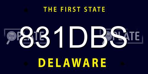 831DBS Delaware License Plate