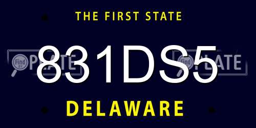 831DS5 Delaware License Plate