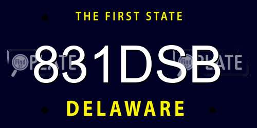 831DSB Delaware License Plate