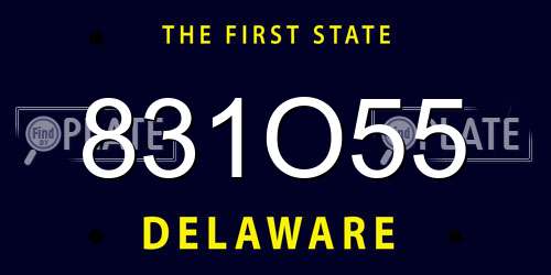 831O55 Delaware License Plate