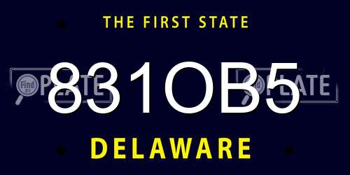 831OB5 Delaware License Plate