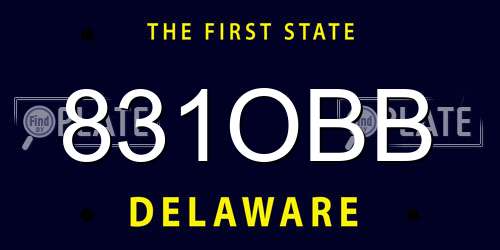 831OBB Delaware License Plate