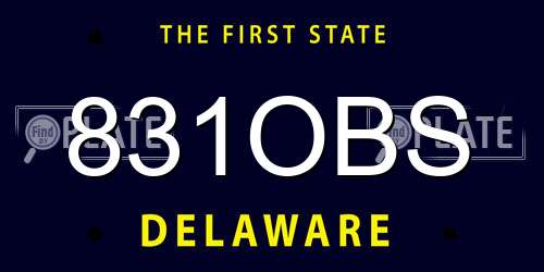 831OBS Delaware License Plate
