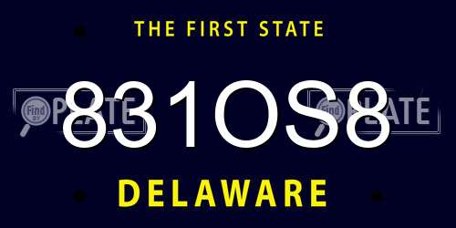 831OS8 Delaware License Plate