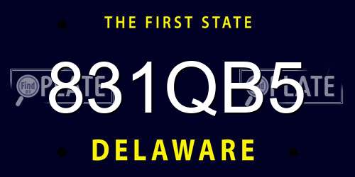 831QB5 Delaware License Plate