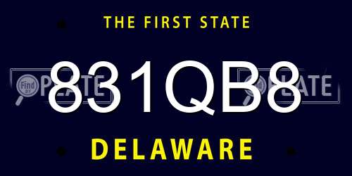 831QB8 Delaware License Plate