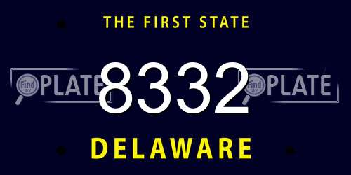 8332 Delaware License Plate