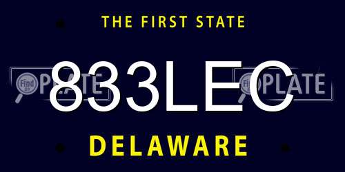 833LEC Delaware License Plate