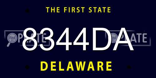8344DA Delaware License Plate
