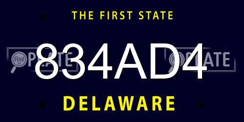 834AD4 Delaware License Plate