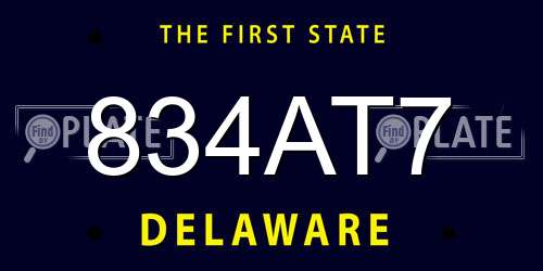 834AT7 Delaware License Plate