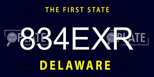 834EXR Delaware License Plate