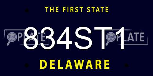 834ST1 Delaware License Plate
