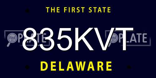 835KVT Delaware License Plate