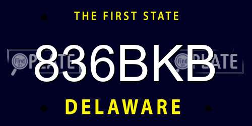 836BKB Delaware License Plate