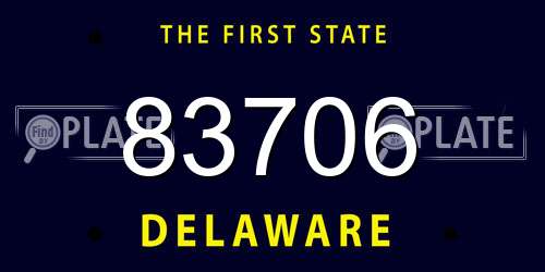 83706 Delaware License Plate