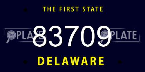 83709 Delaware License Plate