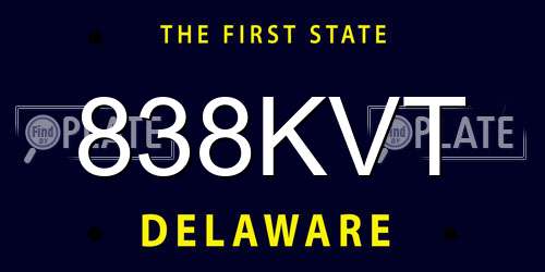 838KVT Delaware License Plate