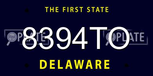 8394TO Delaware License Plate