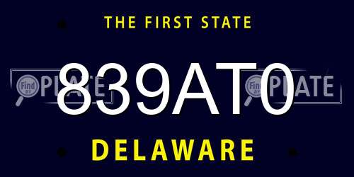 839AT0 Delaware License Plate