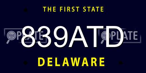 839ATD Delaware License Plate