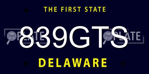 839GTS Delaware License Plate