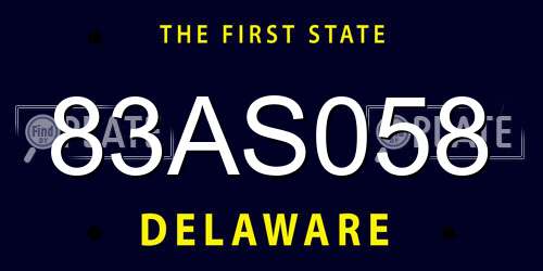 83AS058 Delaware License Plate