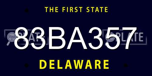 83BA357 Delaware License Plate