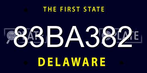 83BA382 Delaware License Plate