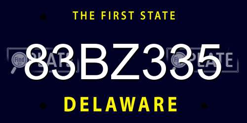 83BZ335 Delaware License Plate