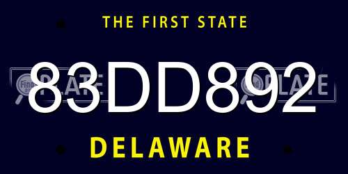 83DD892 Delaware License Plate