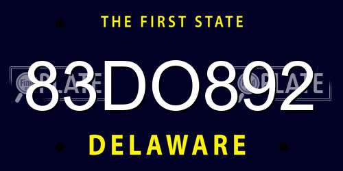 83DO892 Delaware License Plate