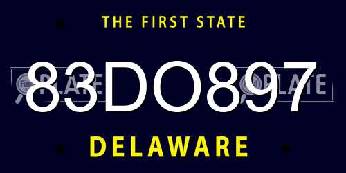 83DO897 Delaware License Plate