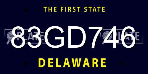 83GD746 Delaware License Plate