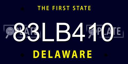 83LB410 Delaware License Plate