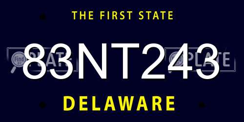 83NT243 Delaware License Plate