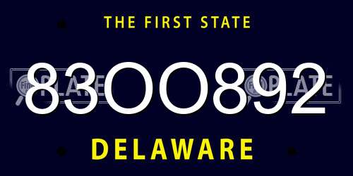 83OO892 Delaware License Plate