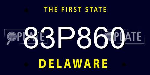 83P860 Delaware License Plate