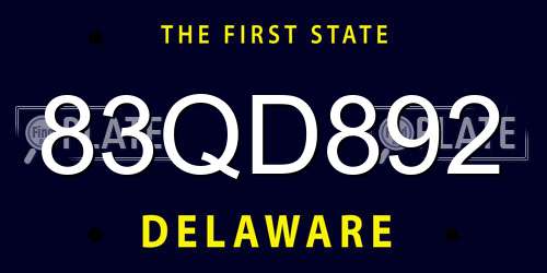 83QD892 Delaware License Plate
