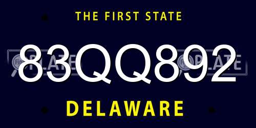 83QQ892 Delaware License Plate
