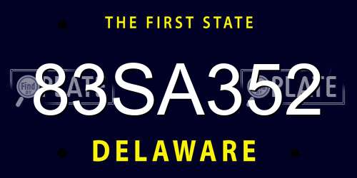 83SA352 Delaware License Plate