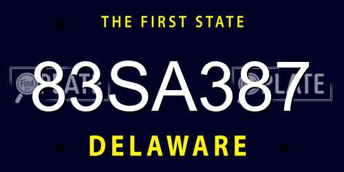83SA387 Delaware License Plate