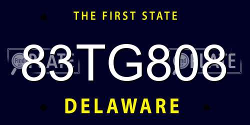 83TG808 Delaware License Plate